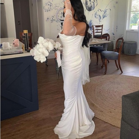 House of CB Dresses House Of Cb Esmee Ivory Draped Strapless Bridal